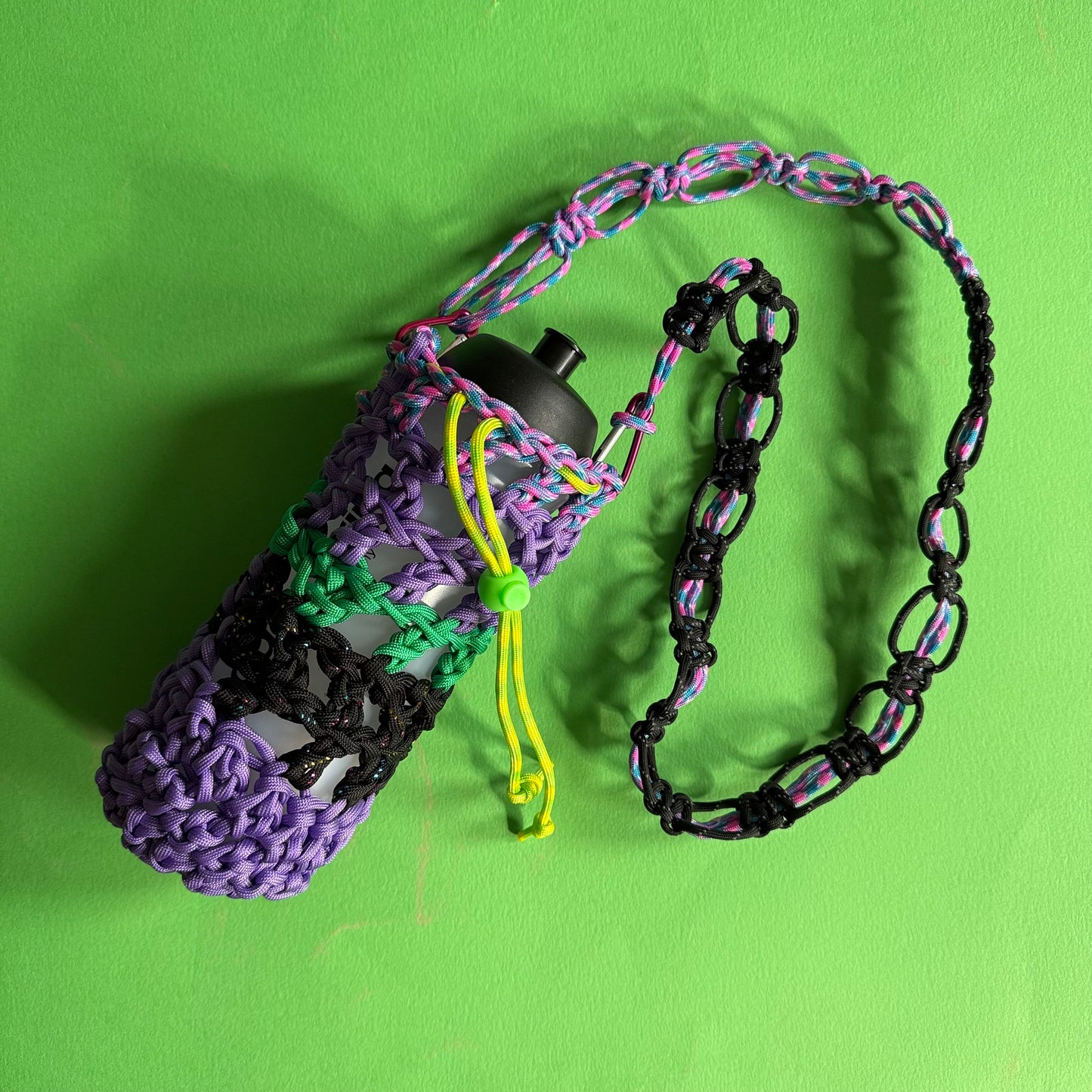Paracord crocheted bottle bag
