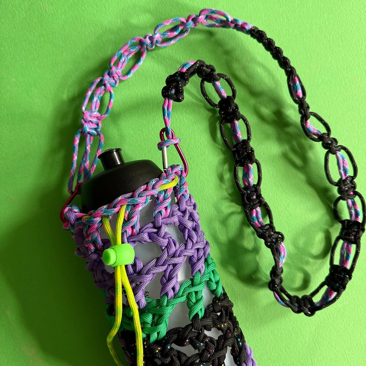 Paracord crocheted bottle bag