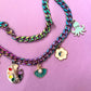 charm necklace with ombre curb chain