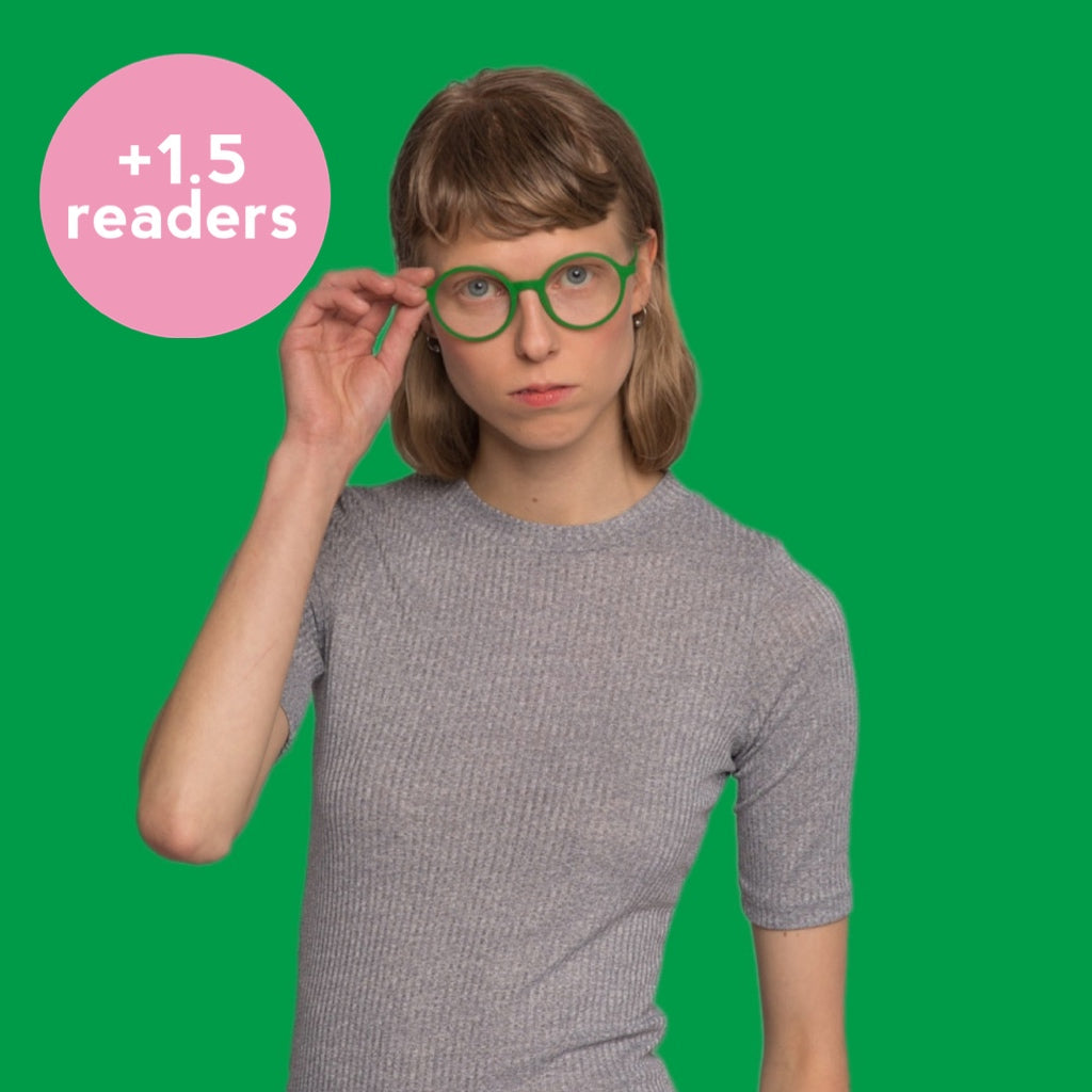 '+1.5 readers magnetic glasses green